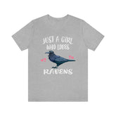 Just A Girl Who Loves Ravens Shirt, Raven Lover Shirt, Birding Shirt, Raven Bird Lover Gift, Animal Shirt Image 1