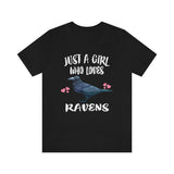 Just A Girl Who Loves Ravens Shirt, Raven Lover Shirt, Birding Shirt, Raven Bird Lover Gift, Animal Shirt Image 3
