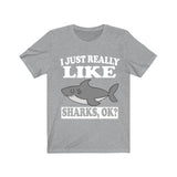 I Just Really Like Sharks Shirt, Shark Lover Shirt, Shark Shirt, Funny Shark Gift, Boy Girl Shirt Image 3