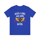 Just A Girl Who Loves Bats Shirt, Bat Lover Shirt, Bat Lover Gift, Bat Shirt, Animal Adult Toddler Kids T-Shirt Image 4