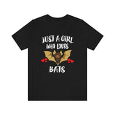 Just A Girl Who Loves Bats Shirt, Bat Lover Shirt, Bat Lover Gift, Bat Shirt, Animal Adult Toddler Kids T-Shirt Image 1