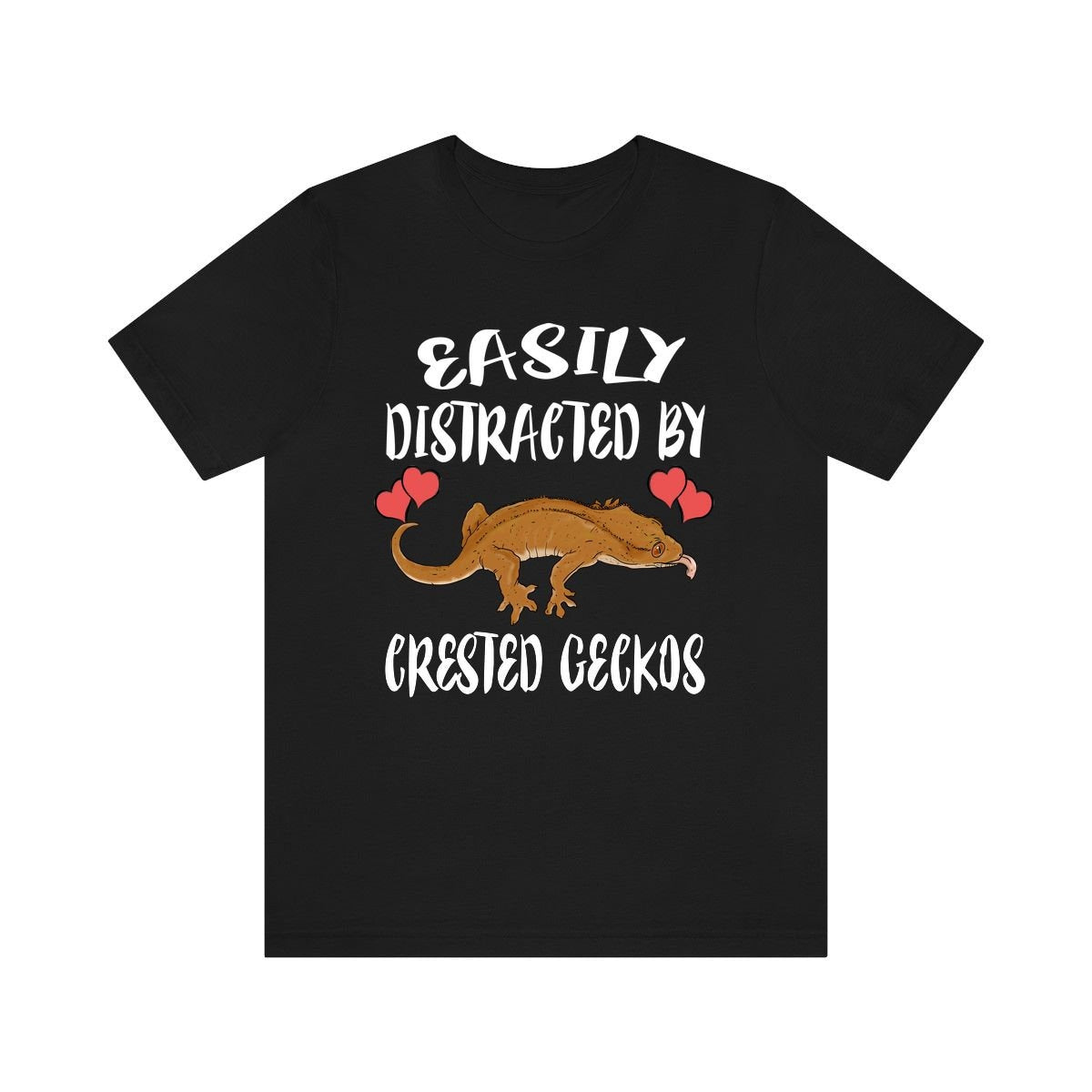 Easily Distracted By Crested Geckos Lizards Shirt, Gecko Lover Shirt, Crested Gecko Gift, Pet Lizard Shirt, Adult Kids Animal T-Shirt Image 1