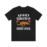 Easily Distracted By Crested Geckos Lizards Shirt, Gecko Lover Shirt, Crested Gecko Gift, Pet Lizard Shirt, Adult Kids Animal T-Shirt Image 1