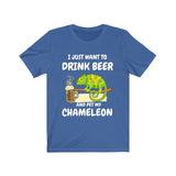 I Just Want To Drink Beer And Pet My Chameleon Shirt, Chameleon Lizard Lover Gift, Chameleon Reptile, Lizard Lover Girl Boy T-Shirt Image 2