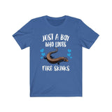 Just A Boy Who Loves Fire Skinks Ok Lizards Shirt, Skink Lizard Lover Shirt, Pet Fire Skink Gift, Lizard Shirt, Adult Kids Animal T-Shirt Image 3