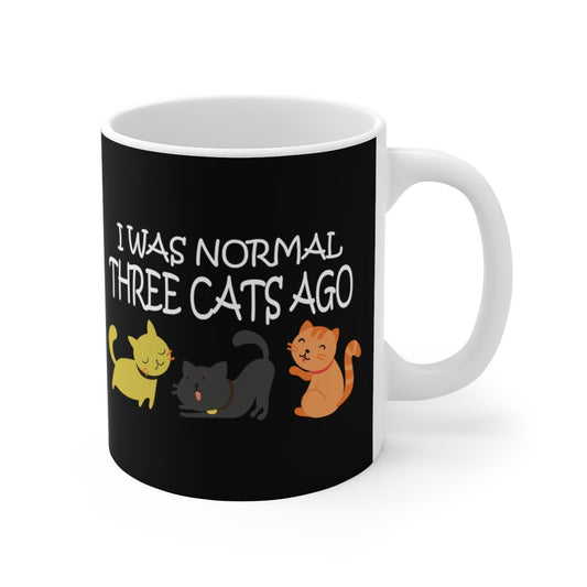 I Was Normal Three Cats Ago Coffee Mug - cat print design