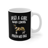Just A Girl Who Loves African Wild Dogs Tee Coffee Mug, African Wild Dog Lover Gift, African Wild Dog Animal Mug Image 2
