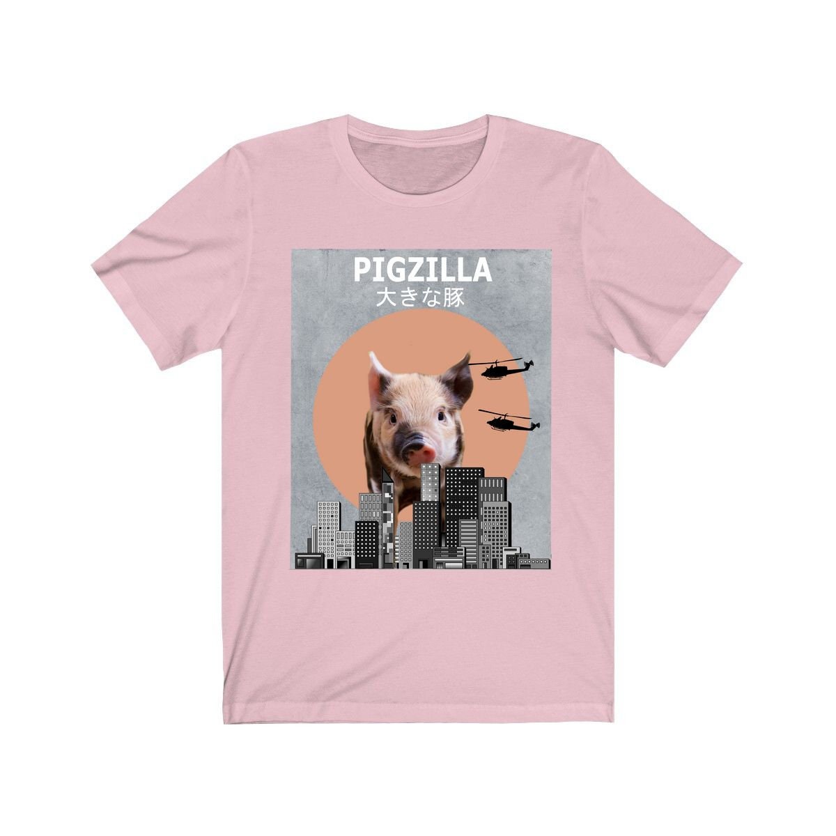 Pigzilla Pig Funny Shirt - Pigzilla print design