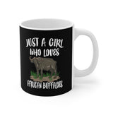 Just A Girl Who Loves African Buffaloes Tee Coffee Mug, African Buffaloes Lover Gift, African Buffaloes Animal Mug Image 2