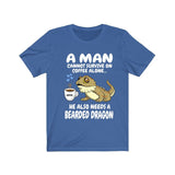 A Man Cannot Survive on Coffee Alone He Needs A Bearded Dragon Shirt, Bearded Dragon Owner Shirt, Lizard Bearded Dragon Boy Shirt Image 2