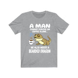 A Man Cannot Survive on Coffee Alone He Needs A Bearded Dragon Shirt, Bearded Dragon Owner Shirt, Lizard Bearded Dragon Boy Shirt Image 3