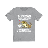 A Woman Cannot Survive On Coffee Alone She Needs A Bearded Dragon Shirt, Bearded Dragon Owner Shirt, Girl Bearded Dragon Lover Gift Shirt Image 3