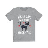 Just A Girl Who Loves Black Cats Ok Shirt, Cat Lover Shirt, Cat Mom Shirt, Funny Cat Gift, Boy Girl Shirt Image 1