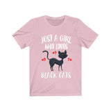 Just A Girl Who Loves Black Cats Ok Shirt, Cat Lover Shirt, Cat Mom Shirt, Funny Cat Gift, Boy Girl Shirt Image 4