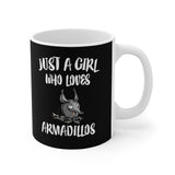 Just A Girl Who Loves Armadillos Tee Coffee Mug, Armadillo Lover Gift, Armadillo Animal Mug Image 1