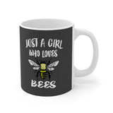 Just A Girl Who Loves Bees Tee Coffee Mug, Bee Lover Gift, Bee Animal Mug Image 2