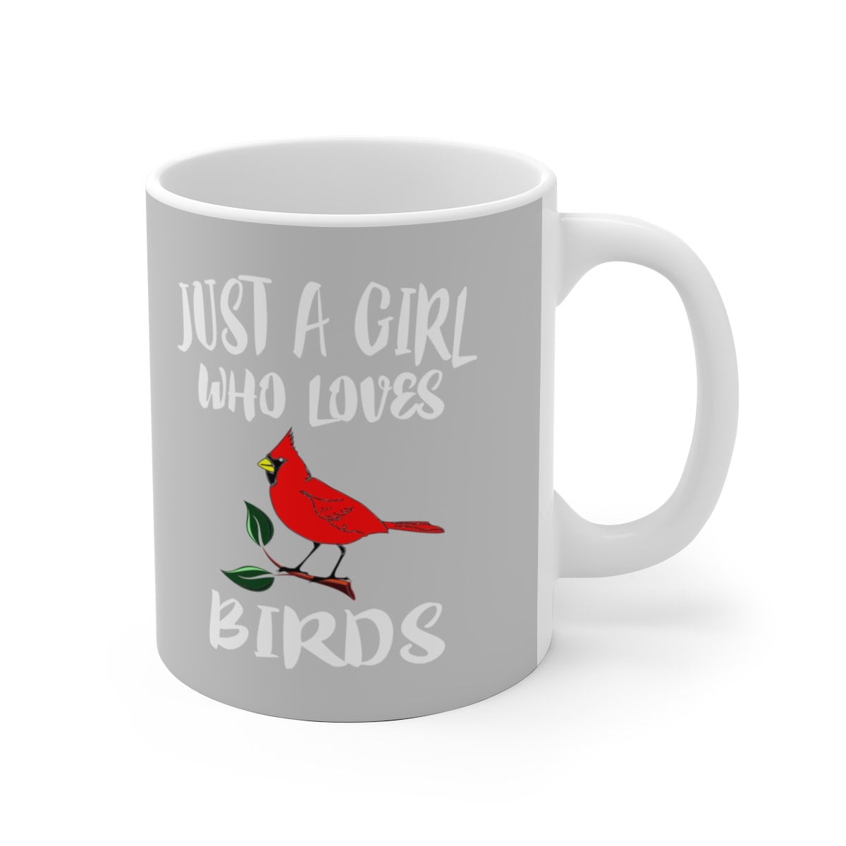 Just A Girl Who Loves Birding Birds Cardinal Tee Coffee Mug, Bird Lover Gift, Birding Animal Mug Image 1