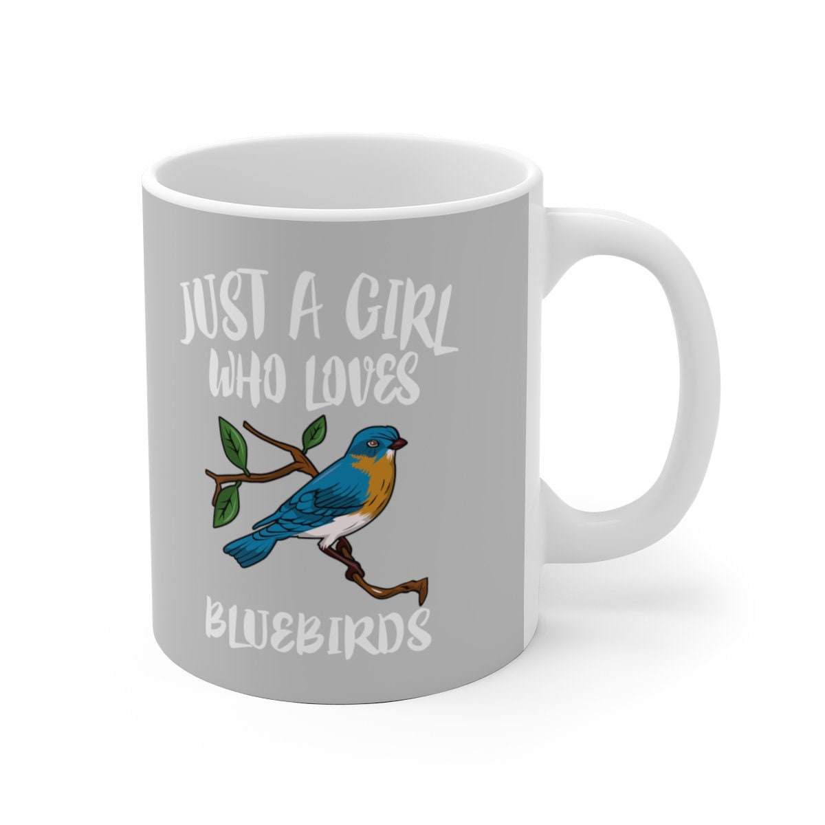 Just A Girl Who Loves Birding Birds Bluebird Tee Coffee Mug, Bird Lover Gift, Birding Animal Mug Image 1