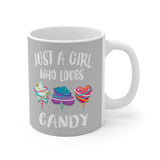 Just A Girl Who Loves Candy Tee Coffee Mug, Candy Lover Gift, Candy Mug Image 1