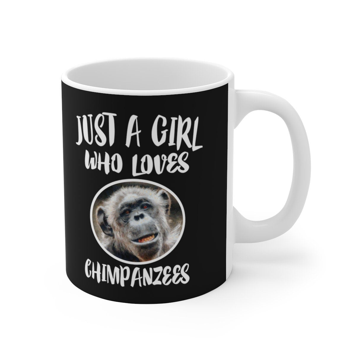 Just A Girl Who Loves Chimpanzees Tee Coffee Mug, Chimpanzee Lover Gift, Chimpanzee Animal Mug Image 1