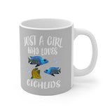 Just A Girl Who Loves Cichlids Fish Tee Coffee Mug, Cichlid Lover Gift, Cichlid Animal Mug Image 2