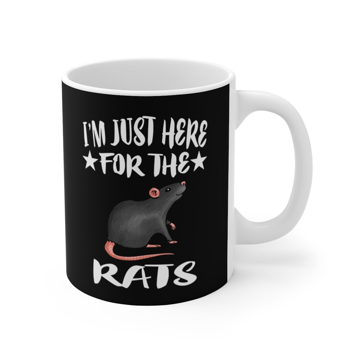 I'm Just Here For The Rats Tee Coffee Mug, Rat Lover Gift, Rat Animal Mug Image 1