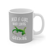 Just A Girl Who Loves Geckos Lizard Tee Coffee Mug, Gecko Lover Gift, Gecko Animal Mug Image 1