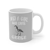 Just A Girl Who Loves Geese Bird Tee Coffee Mug, Geese Lover Gift, Geese Animal Mug Image 1