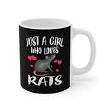 Just A Girl Who Loves Rats Tee Coffee Mug, Rat Lover Gift, Rat Animal Mug Image 1