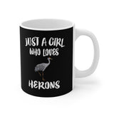 Just A Girl Who Loves Herons Birds Tee Coffee Mug, Heron Lover Gift, Heron Animal Mug Image 2
