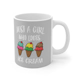 Just A Girl Who Loves Ice Cream Tee Coffee Mug, Ice Cream Lover Gift, Ice Cream Animal Mug Image 2