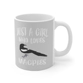 Just A Girl Who Loves Magpies Bird Tee Coffee Mug, Magpie Lover Gift, Birding Animal Mug Image 1
