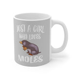 Just A Girl Who Loves Moles Tee Coffee Mug, Mole Lover Gift, Mole Animal Mug Image 2