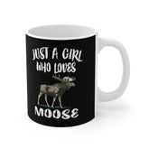 Just A Girl Who Loves Moose Tee Coffee Mug, Moose Lover Gift, Moose Animal Mug Image 1