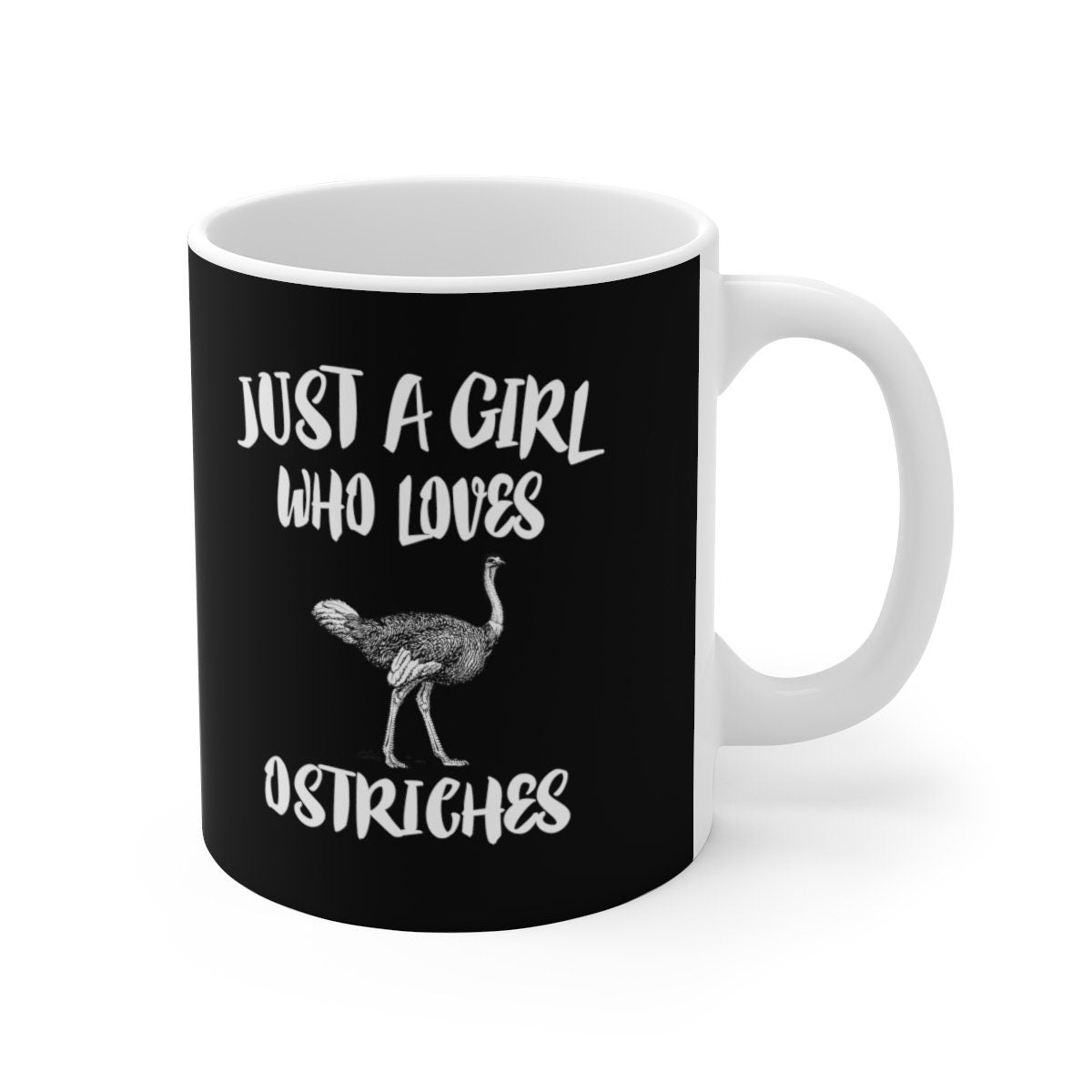 Just A Girl Who Loves Ostriches Tee Coffee Mug, Ostrich Lover Gift, Ostrich Animal Mug Image 1