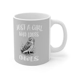 Just A Girl Who Loves Owls Bird Tee Coffee Mug, Owl Lover Gift, Birding Animal Mug Image 2