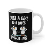 Just A Girl Who Loves Penguins Bird Tee Coffee Mug, Penguin Lover Gift, Birding Animal Mug Image 1