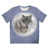 Moon Wolf T-Shirt, Wolf Lover Shirt, Cool Grey Wolves Gift, Boy Girl Wolf Shirt, Animal Adult Kids T-Shirt Image 1