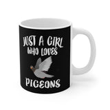 Just A Girl Who Loves Pigeons Bird Tee Coffee Mug, Pigeon Lover Gift, Birding Animal Mug Image 1