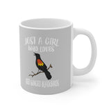 Just A Girl Who Loves Red-winged Blackbirds Bird Tee Coffee Mug, Blackbird Lover Gift, Birding Animal Mug Image 1