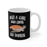 Just A Girl Who Loves Sea Turtles Tee Coffee Mug, Sea Turtle Lover Gift, Sea Turtle Animal Mug Image 1