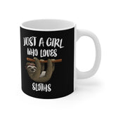 Just A Girl Who Loves Sloths Tee Coffee Mug, Sloth Lover Gift, Sloth Animal Mug Image 1