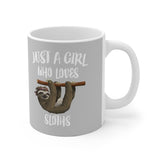 Just A Girl Who Loves Sloths Tee Coffee Mug, Sloth Lover Gift, Sloth Animal Mug Image 2