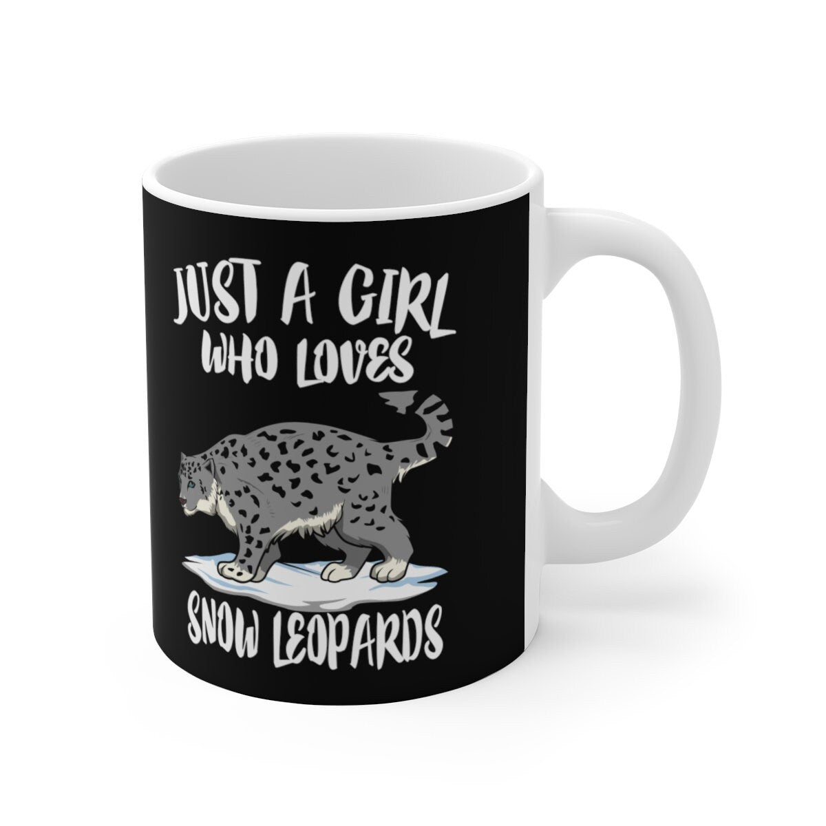 Just A Girl Who Loves Snow Leopards Tee Coffee Mug, Snow Leopard Lover Gift, Snow Leopard Animal Mug Image 1