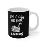 Just A Girl Who Loves Swans Bird Tee Coffee Mug, Swan Lover Gift, Birding Animal Mug Image 1