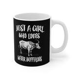 Just A Girl Who Loves Water Buffaloes Tee Coffee Mug, Water Buffalo Lover Gift, Water Buffalo Animal Mug Image 2