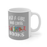 Just A Girl Who Loves Books Tee Coffee Mug, Book Lover Gift, Book Reader Mug Image 3