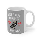 Just A Girl Who Loves Bobolinks Bird Tee Coffee Mug, Bobolink Lover Gift, Birding Animal Mug Image 1