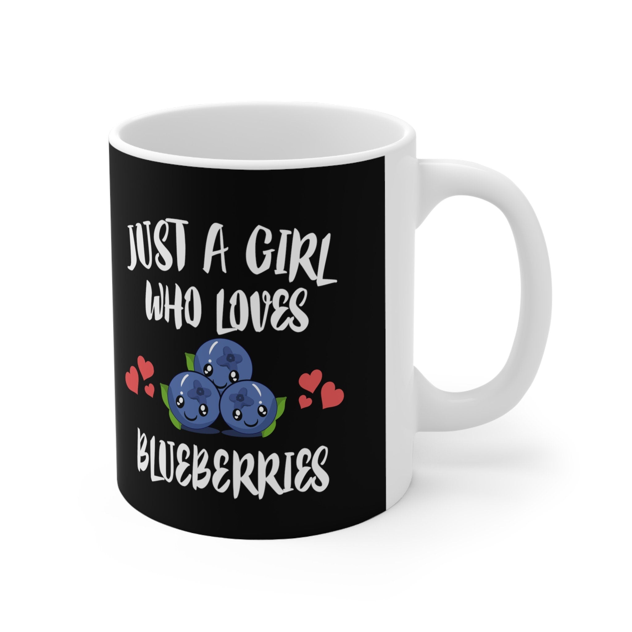 Just A Girl Who Loves Blueberries Fruit Tee Coffee Mug, Blueberry Lover Gift, Blueberry Animal Mug Image 1