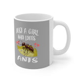 Just A Girl Who Loves Ants Tee Coffee Mug, Ant Lover Gift, Ant Animal Mug Image 1